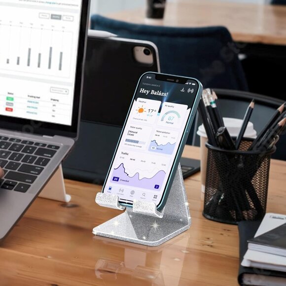 Acrylic Cell Phone Stand, Portable Phone Holder, Phone Stand for Desk, Compatibl - Picture 6 of 7